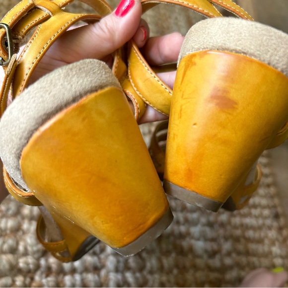 Mossimo Supply Co yellow 3” strappy wedge heel sandals Size 8. EUC - Picture 13 of 13